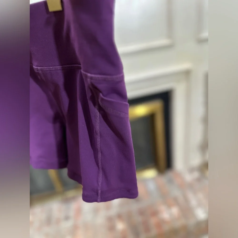 Kiava XS Purple Pocket Bike Shorts‎ 2.5” Inseam Grip Hem Athletic Running Yoga